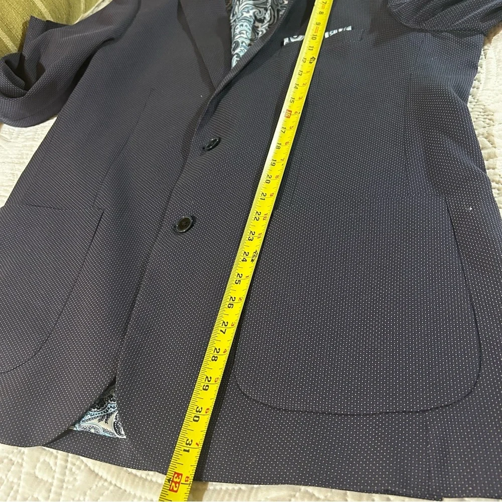 Alan Flusser Blazer Men’s Navy Micro Dot Sport Coat Jacket Business Formal Sz L